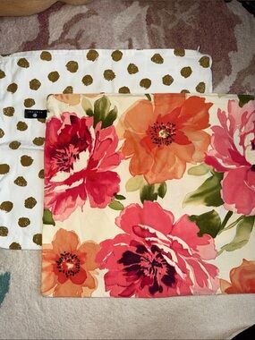 IKEA Dot Print in Cream and Gold and Newport Floral Pillow Cases